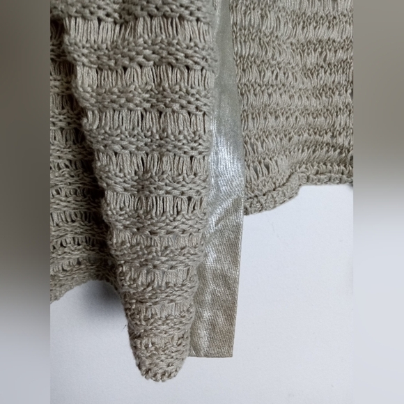 Katherine Barclay Montreal Metallic Brown 100% Linen Open Knit Cardigan sz Small - Picture 5 of 9